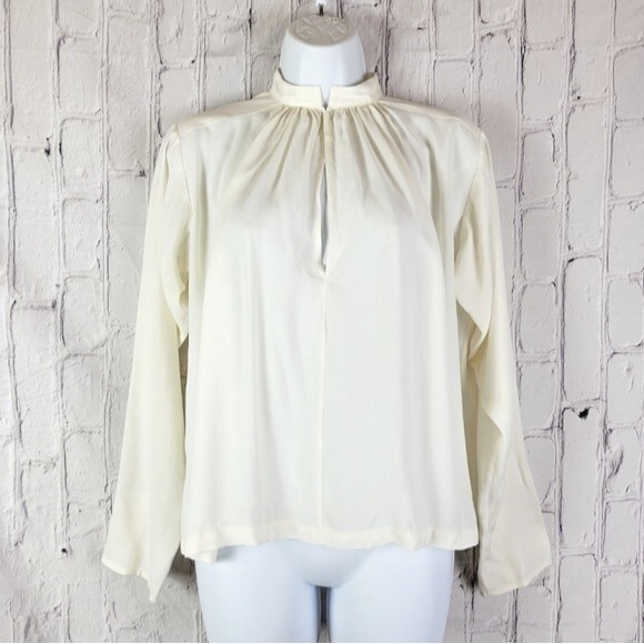 Apiece Apart ivory clasp open front neck long sleeve blouse - Picture 1 of 12